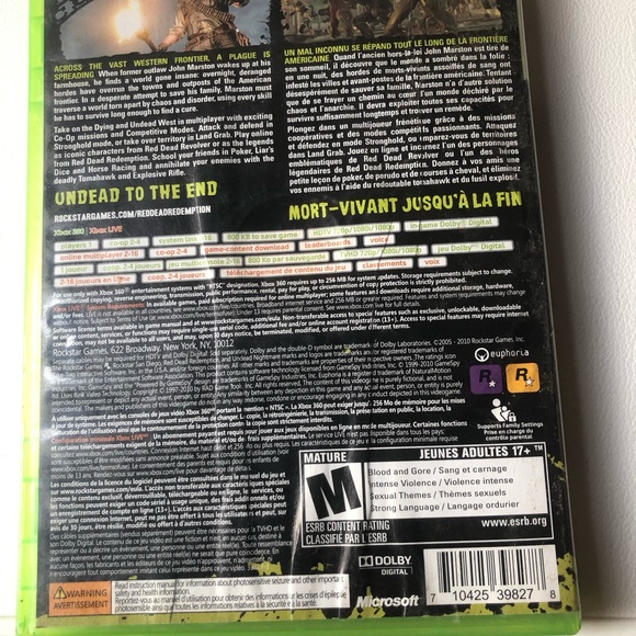 RED DEAD REDEMPTION UNDEAD NIGHTMARE XBOX 360 no manual or map - Picture 2 of 7